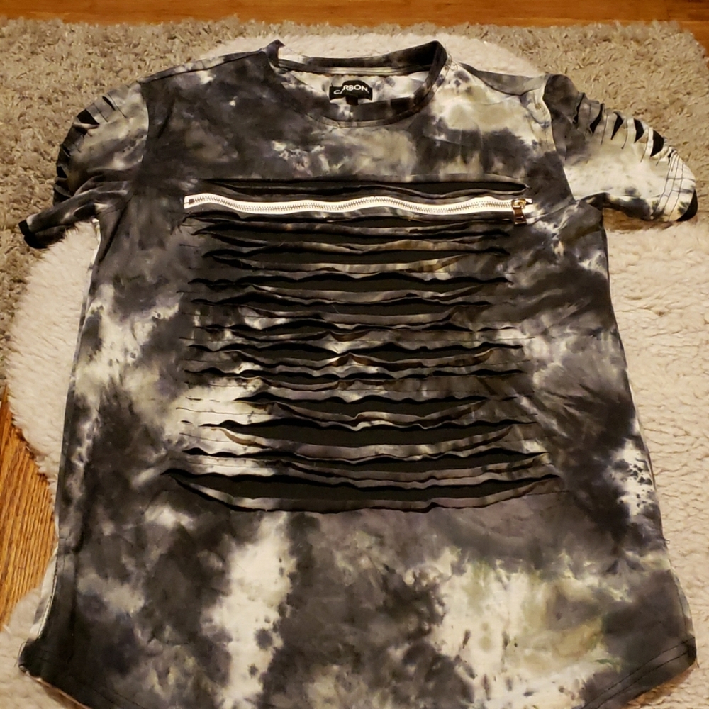 Carbon Tie Dye Zippered T-shirt